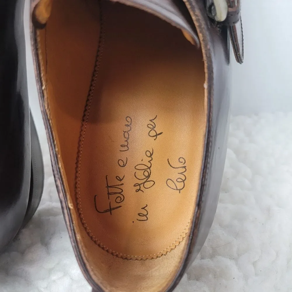Certo Fatte A Mano Men's Derby Shoes Size 12 Single Monk Strap Brown Leather